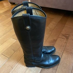 Authentic Frye Melissa slip on black leather boots